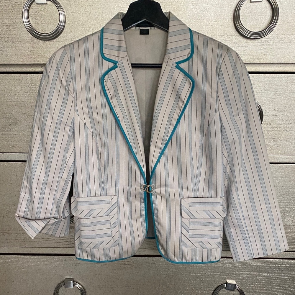 Express Striped Blazer with Teal Accents